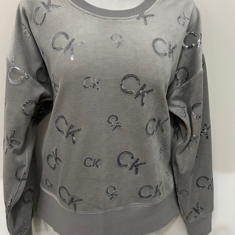 Calvin Klein Light Gray Sweatshirt with Logo Detail